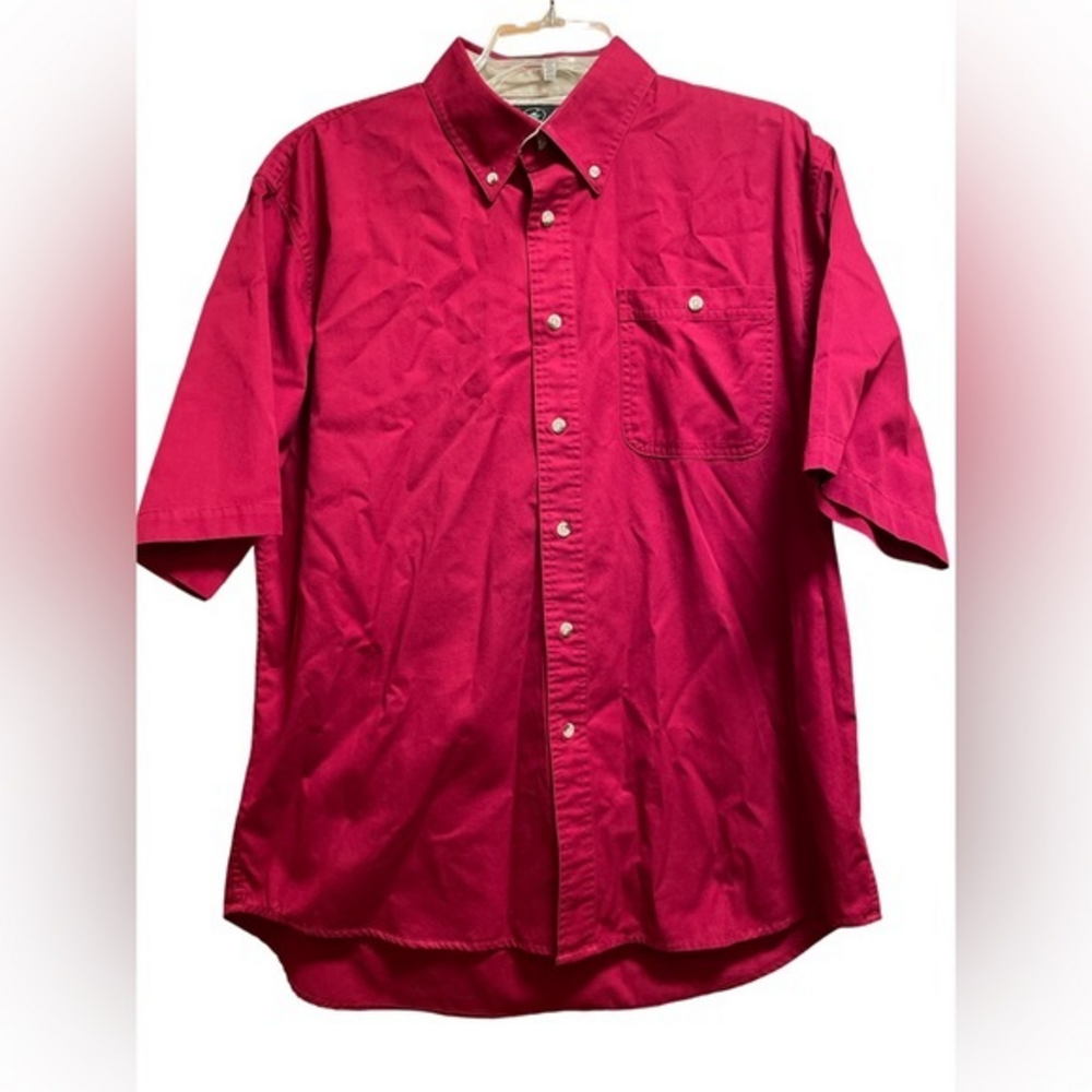 RedHead Men’s Red Cotton‎ Short Sleeve Button Down Shirt Large